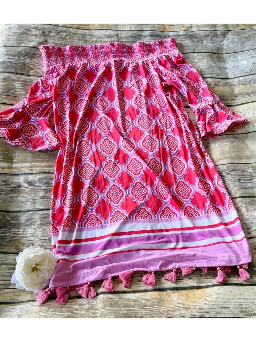 Cabana Life Coral Geo Dress-Large